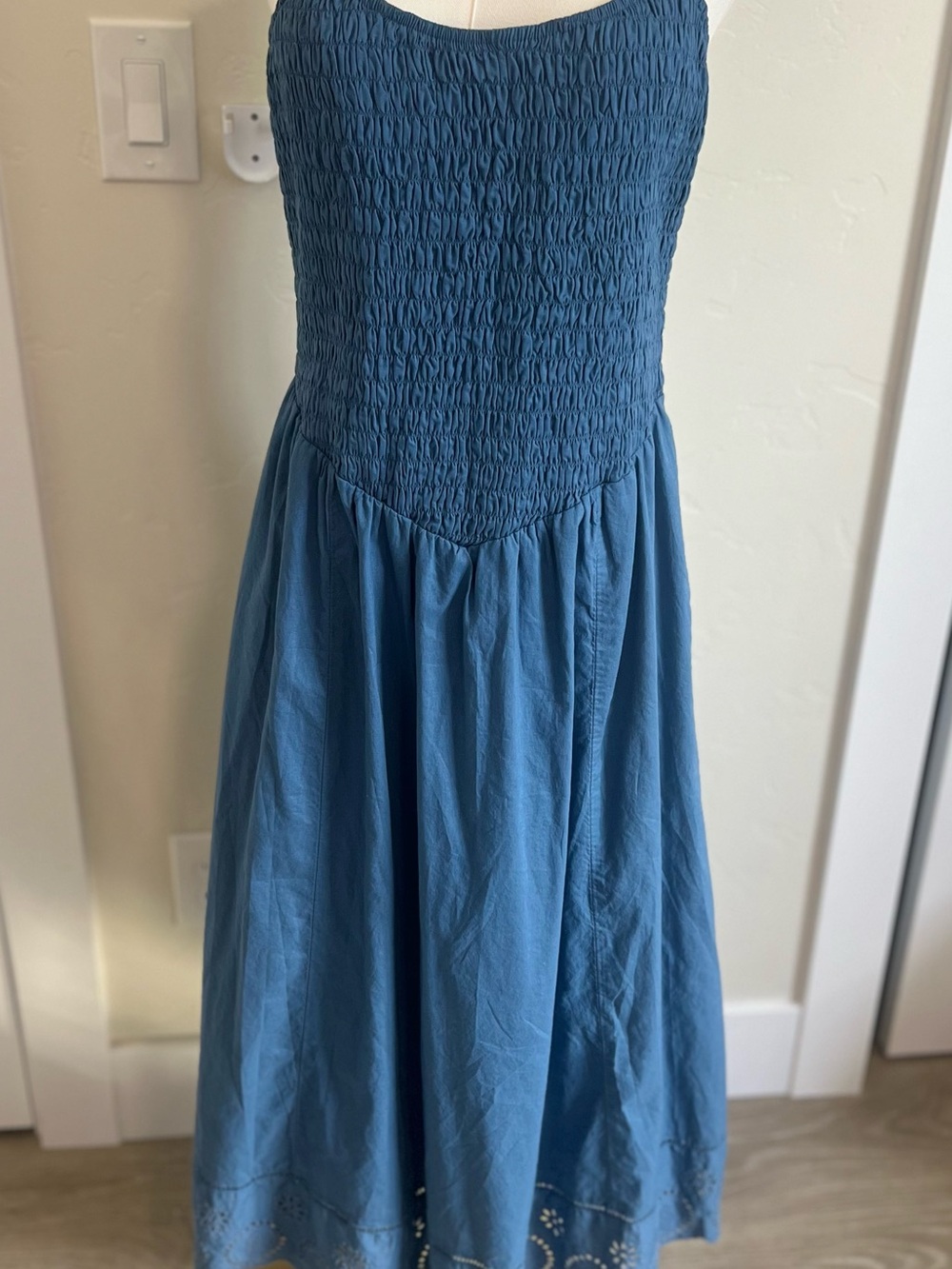 American Eagle Outfitters Blue Strapless Midi Dress